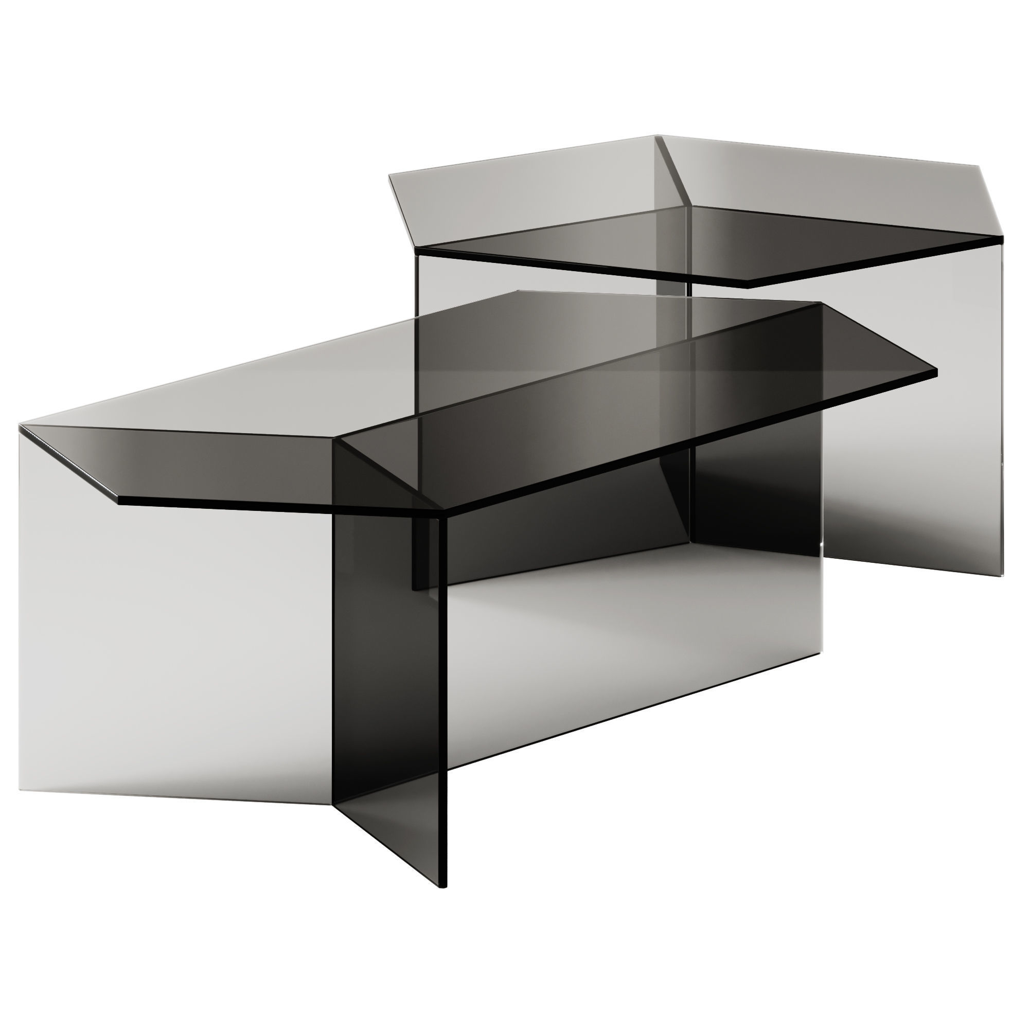Glass Isom Oblong and Square Coffee Tables by Sebastian Scherer 3D model_1