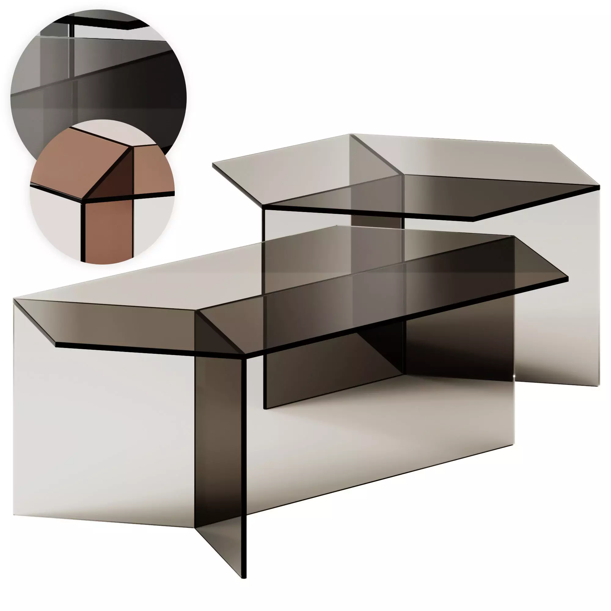 Glass Isom Oblong and Square Coffee Tables by Sebastian Scherer 3D model_0