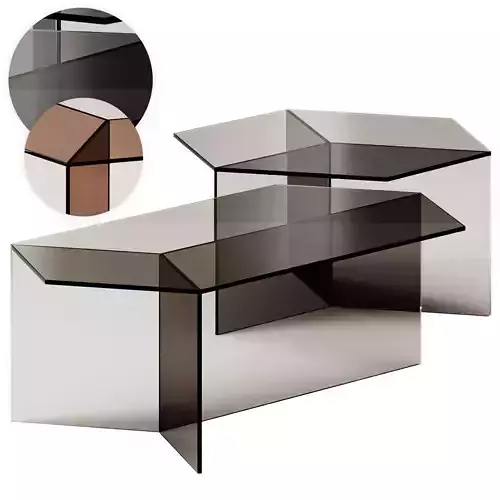 Glass Isom Oblong and Square Coffee Tables by Sebastian Scherer