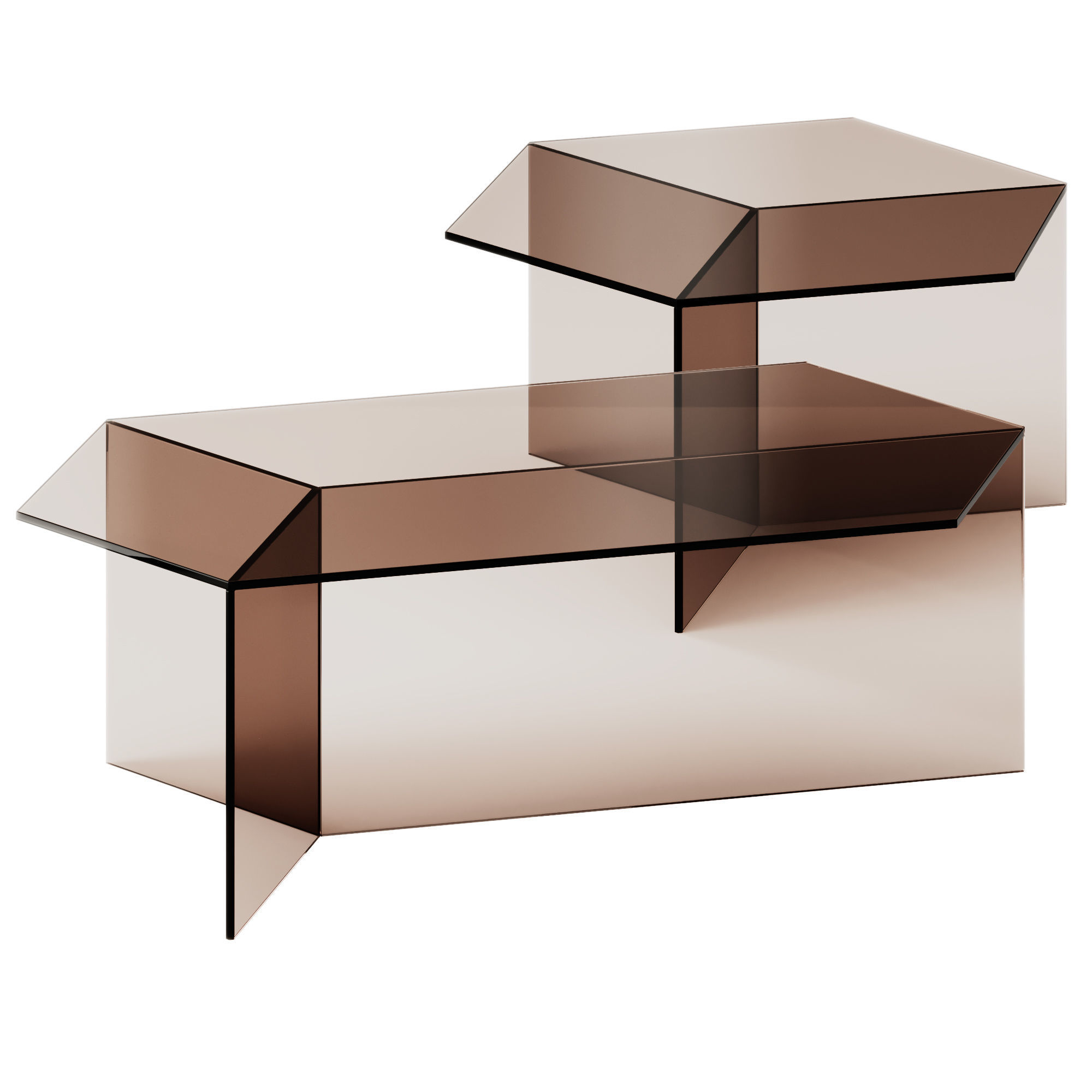 Glass Isom Oblong and Square Coffee Tables by Sebastian Scherer 3D model_2