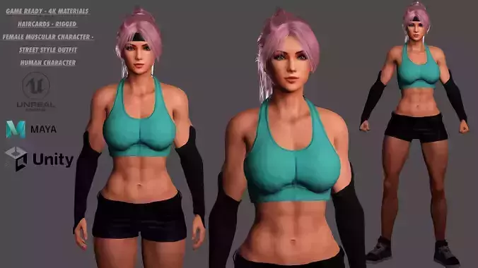 AAA 3D MUSCULAR BARBIE STREET STYLE-REALISTIC GAME CHARACTER Low-poly 3D model