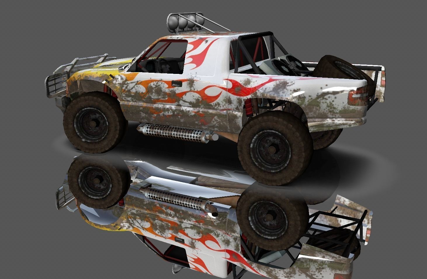 Hilux Modified Truck - Monster Truck 3D model Game Ready Low-poly 3D model_4