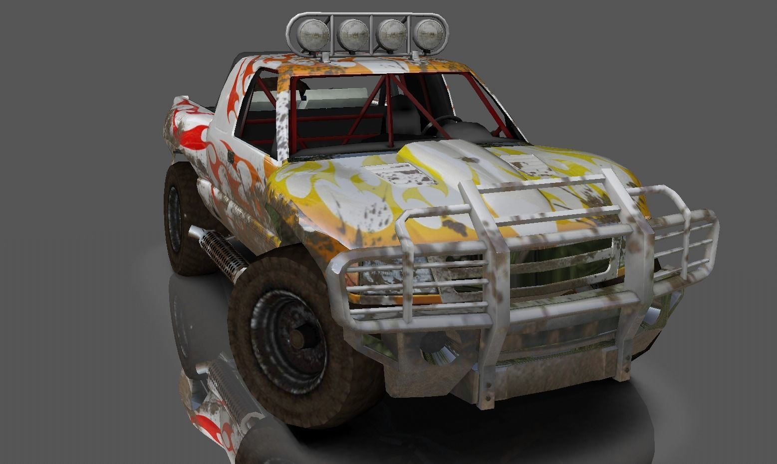 Hilux Modified Truck - Monster Truck 3D model Game Ready Low-poly 3D model_3