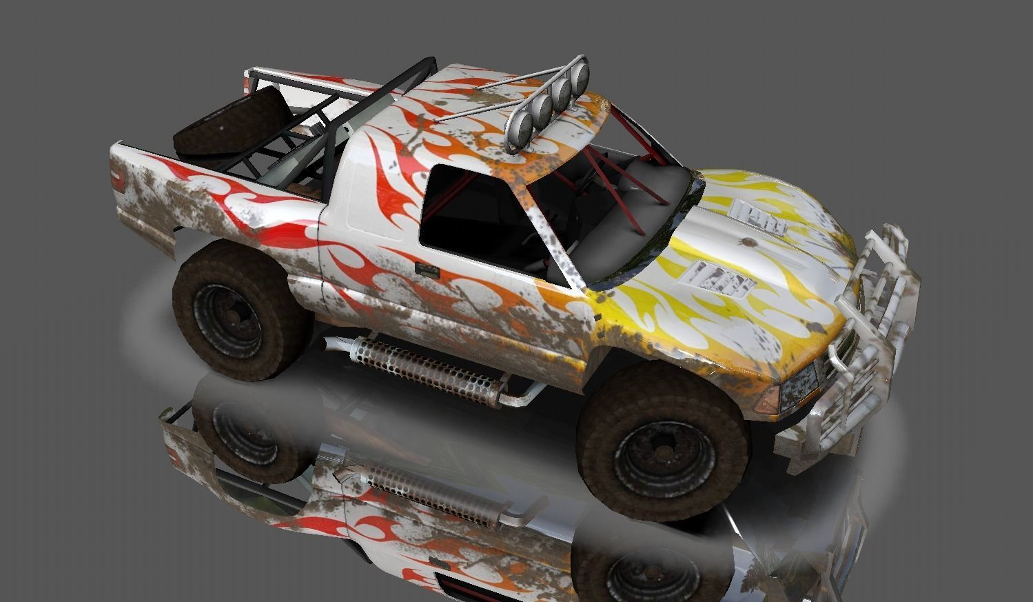 Hilux Modified Truck - Monster Truck 3D model Game Ready Low-poly 3D model_12