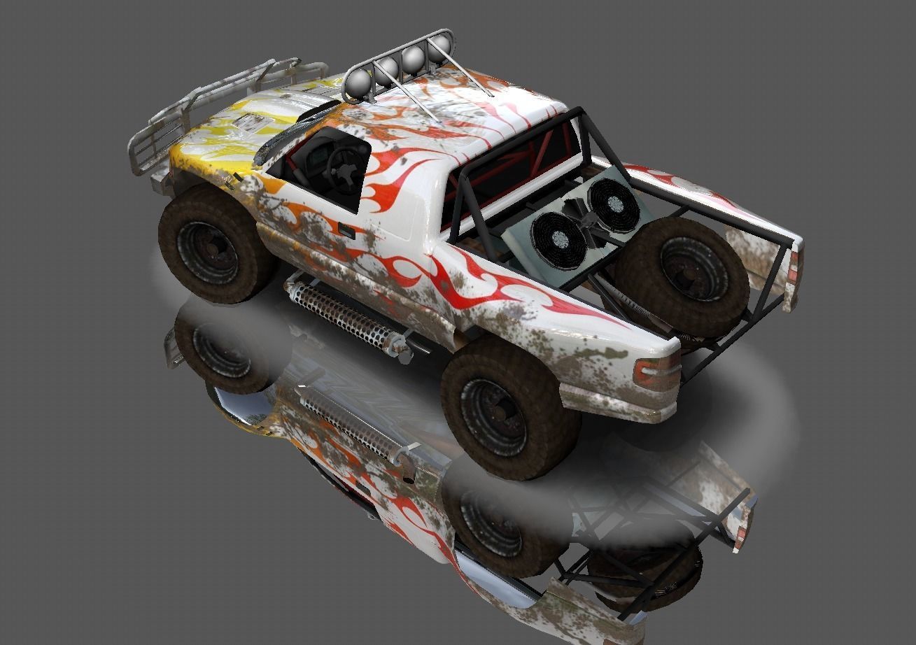 Hilux Modified Truck - Monster Truck 3D model Game Ready Low-poly 3D model_8