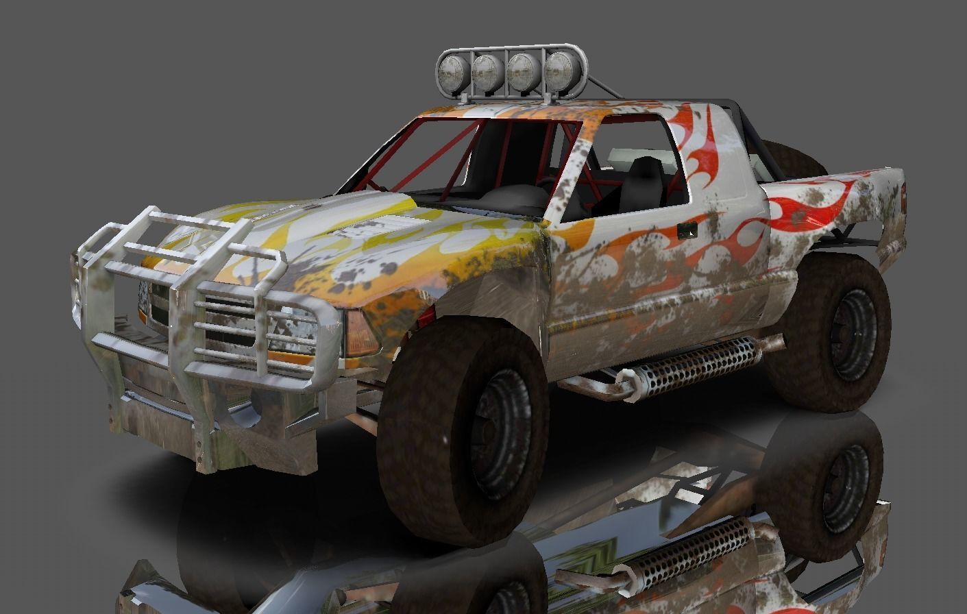 Hilux Modified Truck - Monster Truck 3D model Game Ready Low-poly 3D model_9