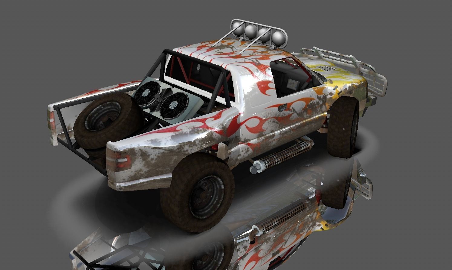 Hilux Modified Truck - Monster Truck 3D model Game Ready Low-poly 3D model_13