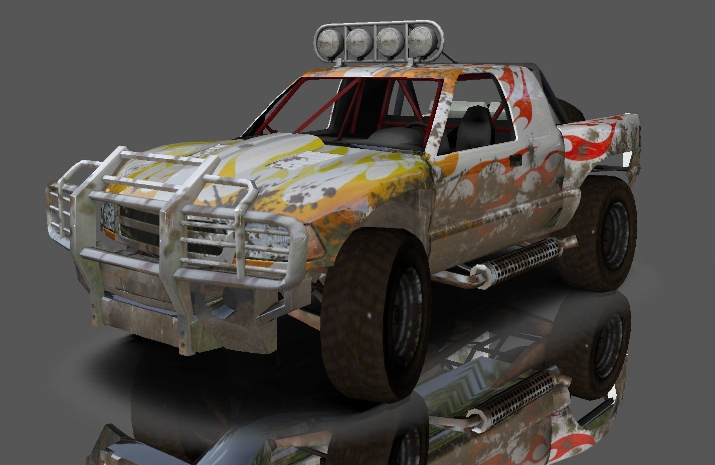 Hilux Modified Truck - Monster Truck 3D model Game Ready Low-poly 3D model_2