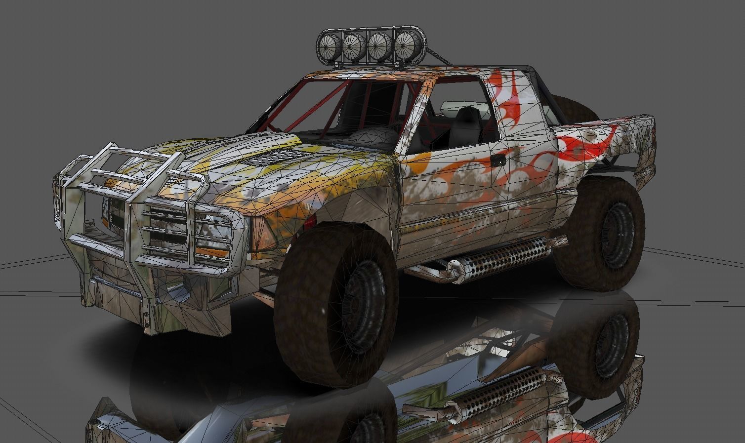Hilux Modified Truck - Monster Truck 3D model Game Ready Low-poly 3D model_10