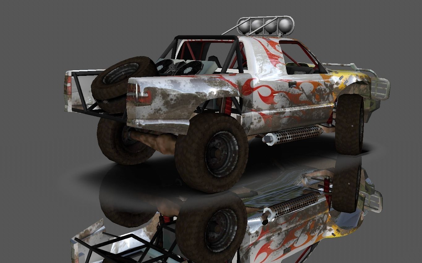Hilux Modified Truck - Monster Truck 3D model Game Ready Low-poly 3D model_7