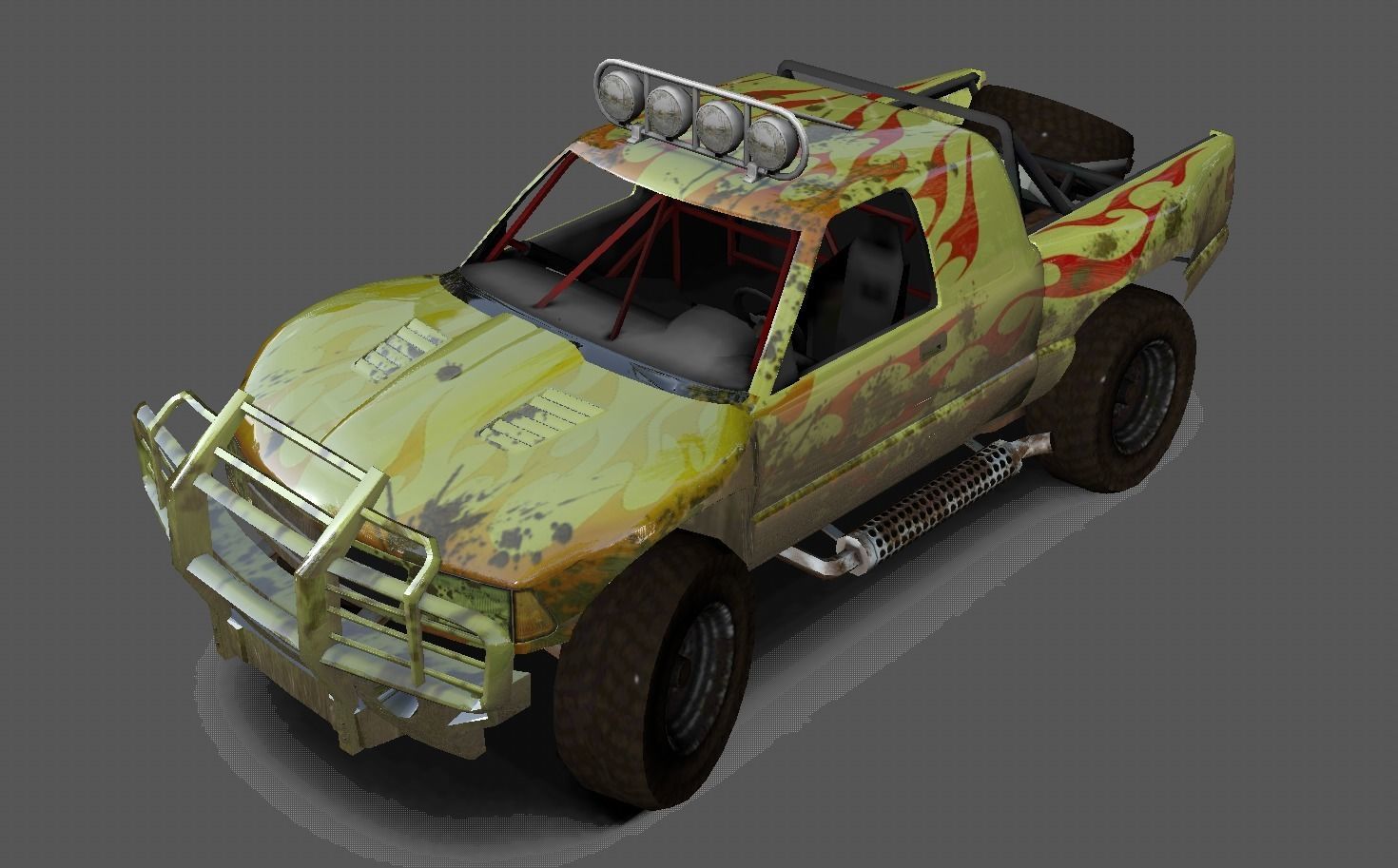 Hilux Modified Truck - Monster Truck 3D model Game Ready Low-poly 3D model_15