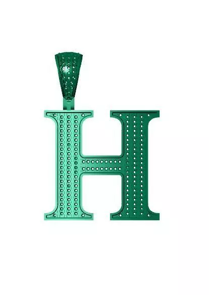 H ALPHABET PENDANT WITH ROUND DIAMOND Free 3D print model