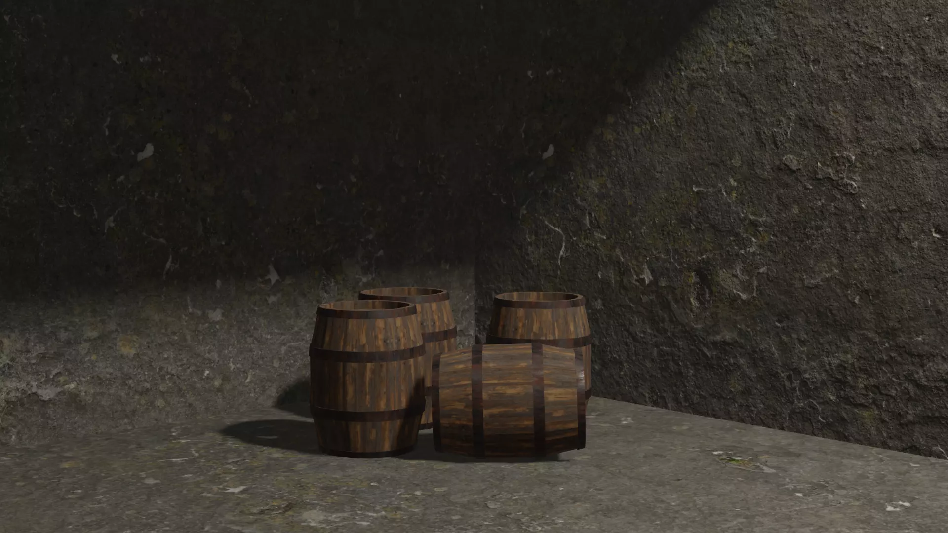 Medieval old rusty barrel 3D model_0