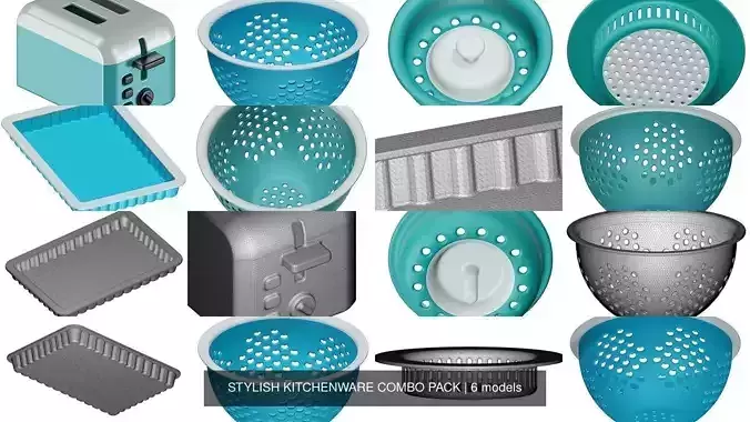 STYLISH KITCHENWARE COMBO PACK 3D Model Collection