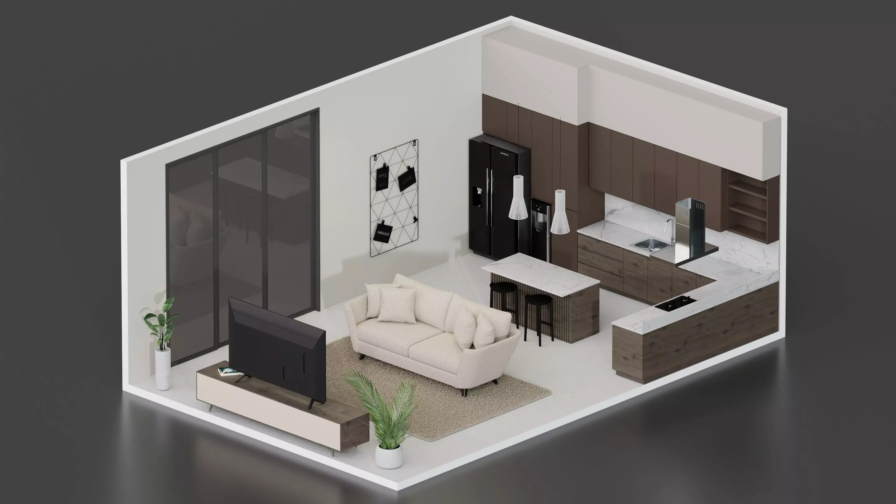 Room interior design 3D model_0