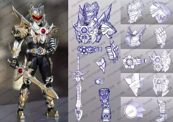 Armor Hero Ultimate Emperor Chivalry - Cosplay Pepakura Foam Low-poly 3D model