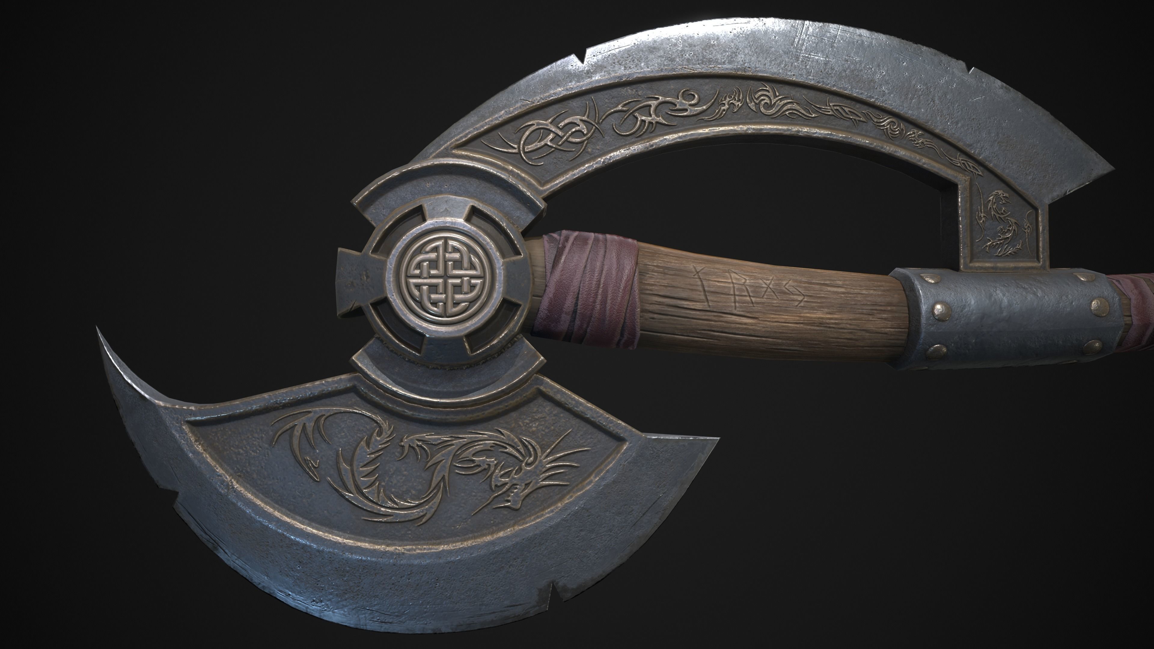 Viking Axe Low-poly 3D model_2