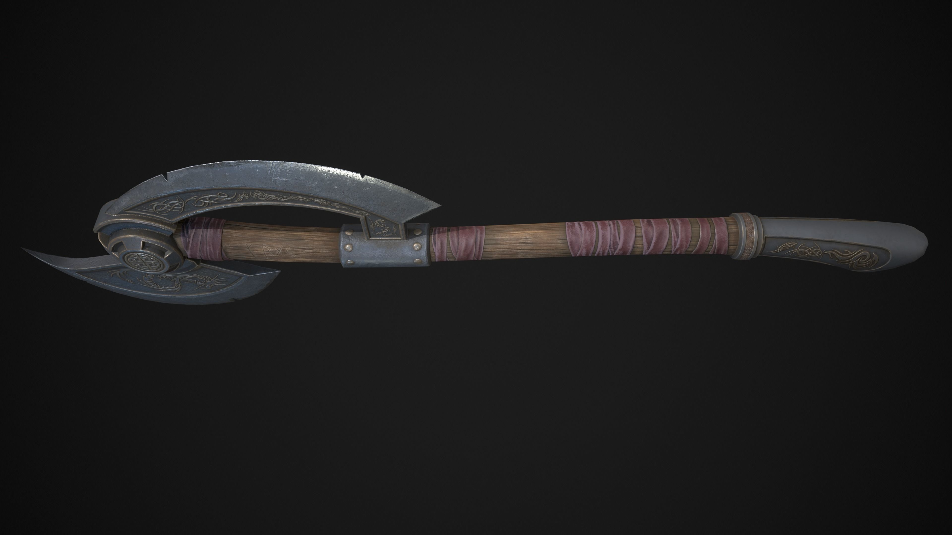 Viking Axe Low-poly 3D model_4