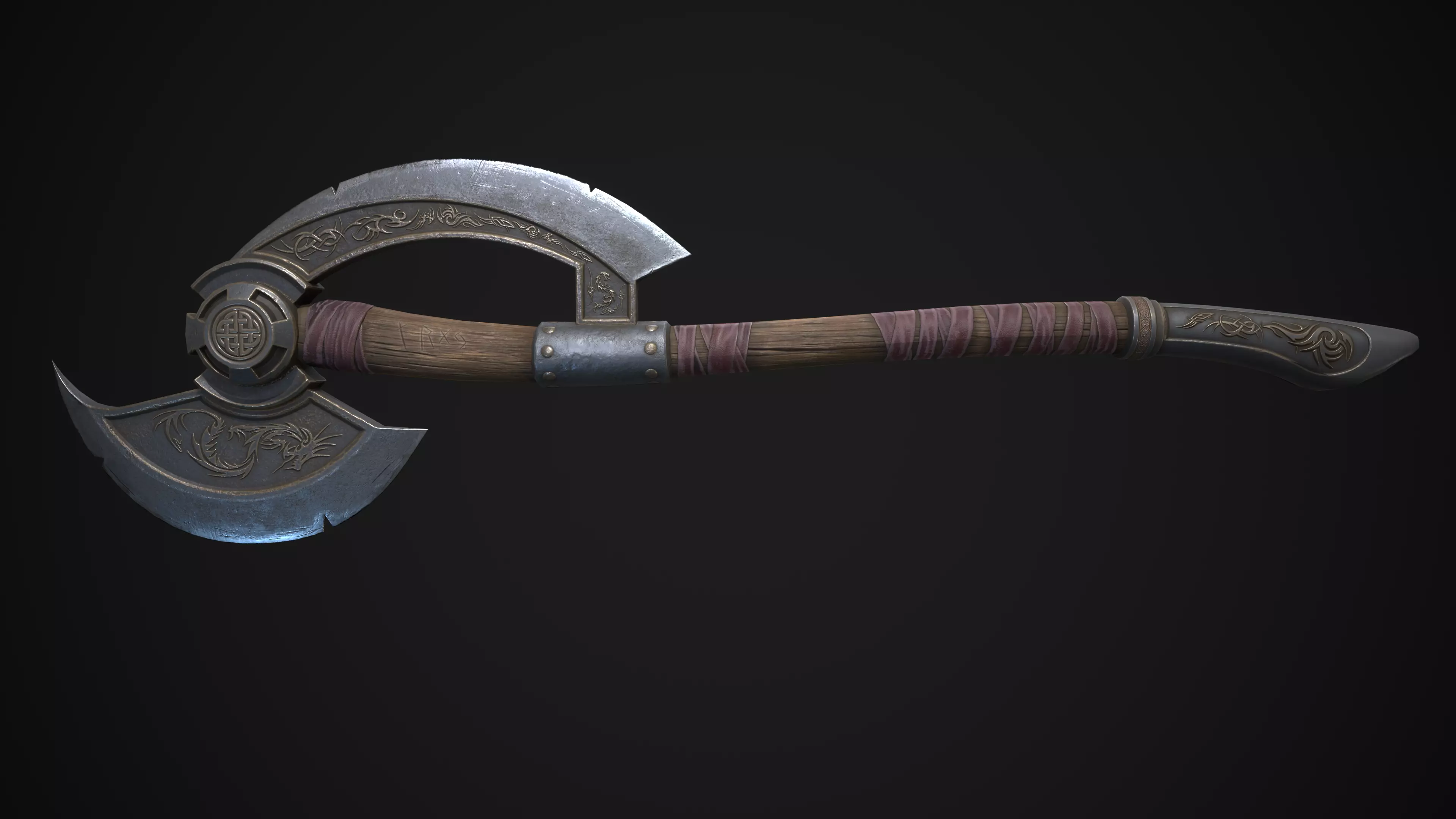 Viking Axe Low-poly 3D model_0