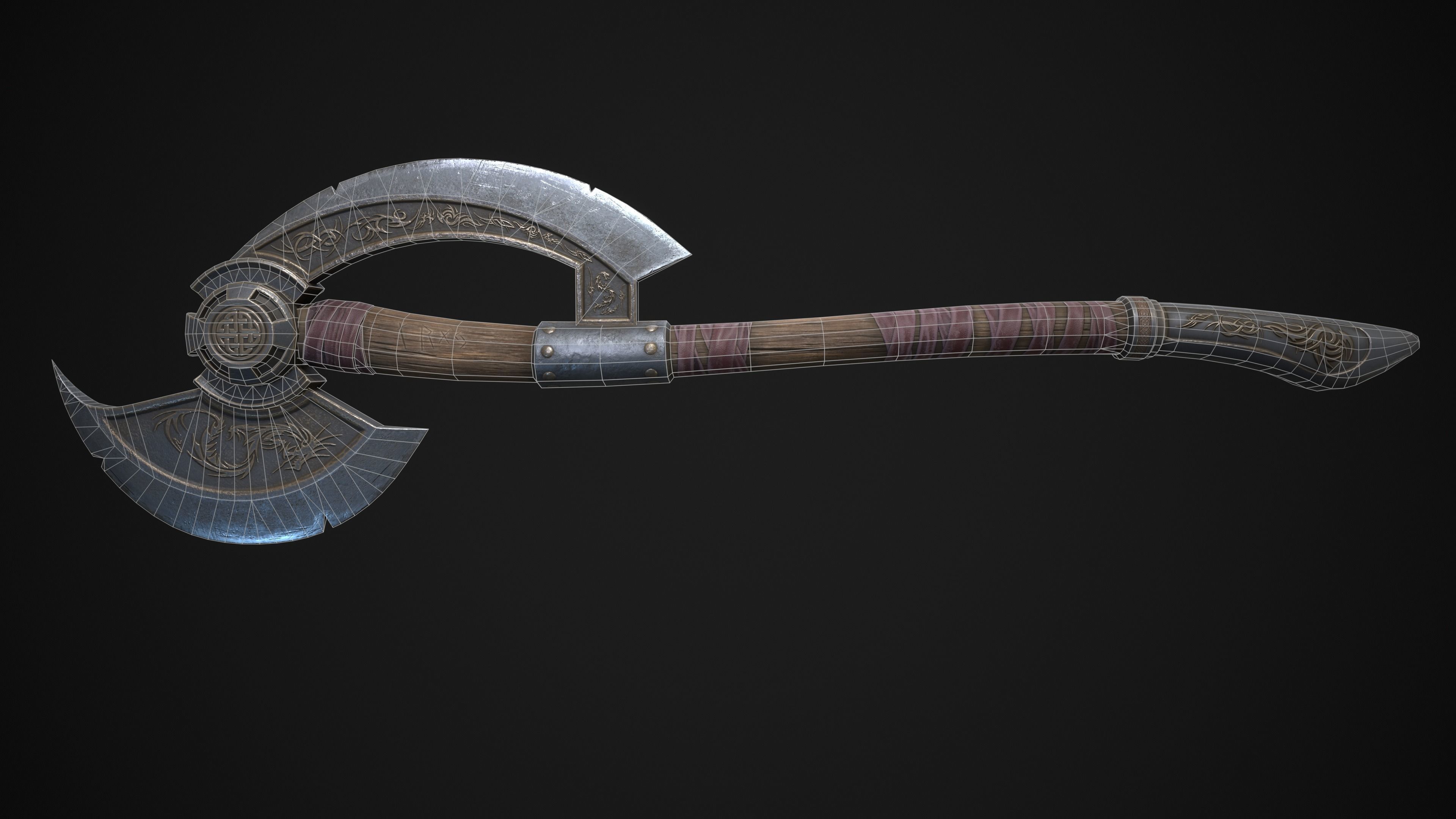 Viking Axe Low-poly 3D model_1