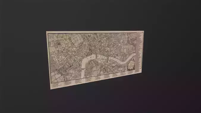 Old Map of London 1771 3D Model