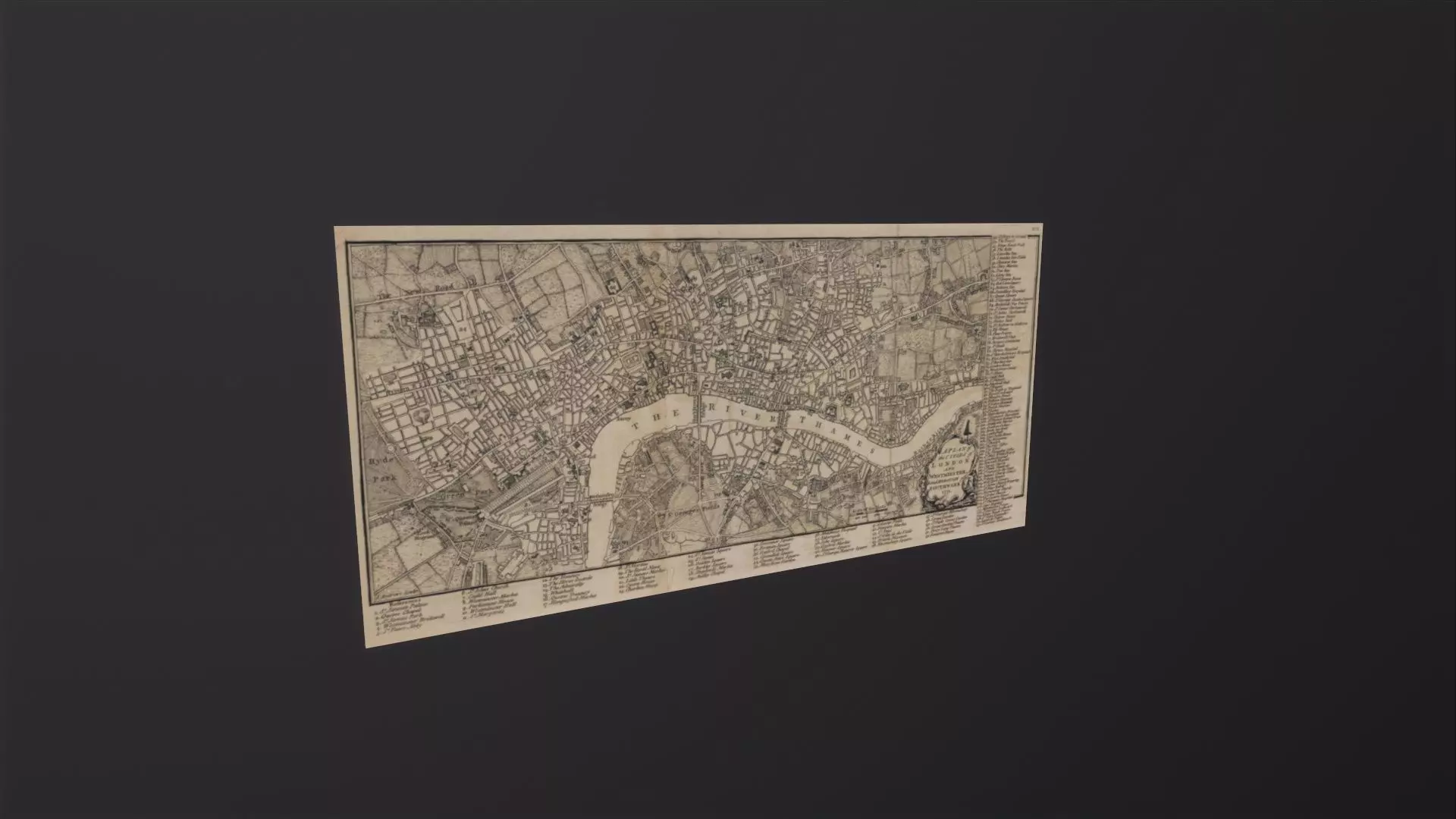 Old Map of London 1771 3D Model Low-poly 3D model