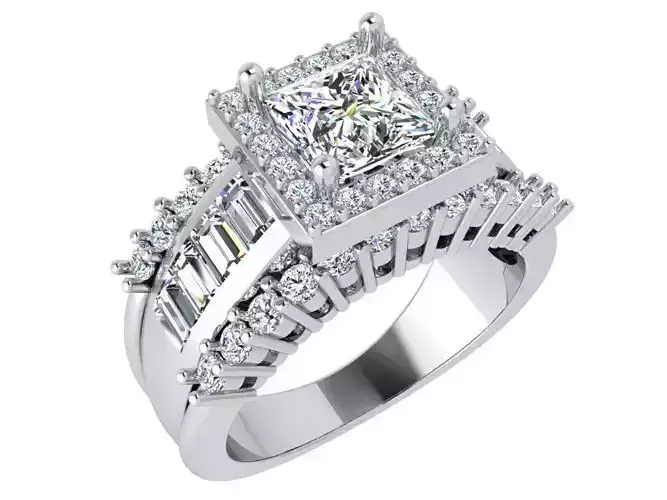 3-Row square Diamond ring 3672 3D print model 