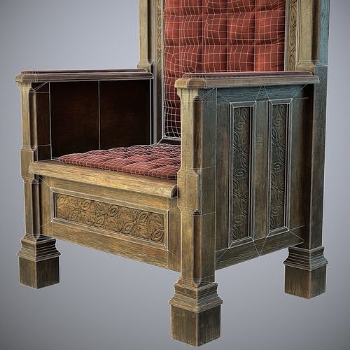 Medieval Throne PBR Game Ready Low-poly 3D model 7