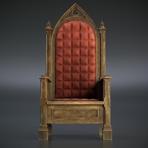 Medieval Throne PBR Game Ready Low-poly 3D model 2