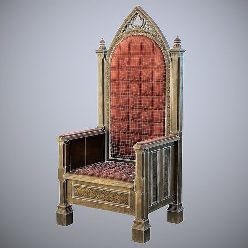Medieval Throne PBR Game Ready Low-poly 3D model 6
