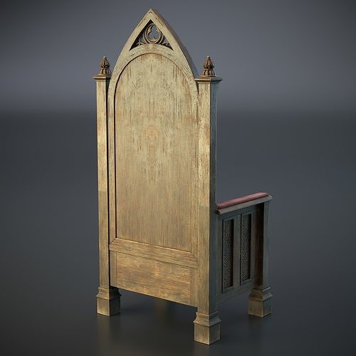 Medieval Throne PBR Game Ready Low-poly 3D model 4