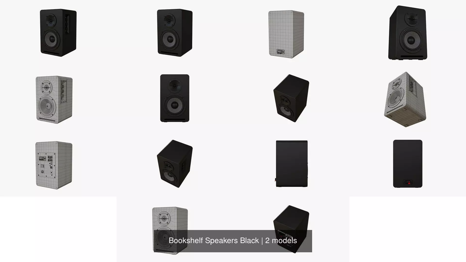 Bookshelf Speakers Black 3D Model Collection_1