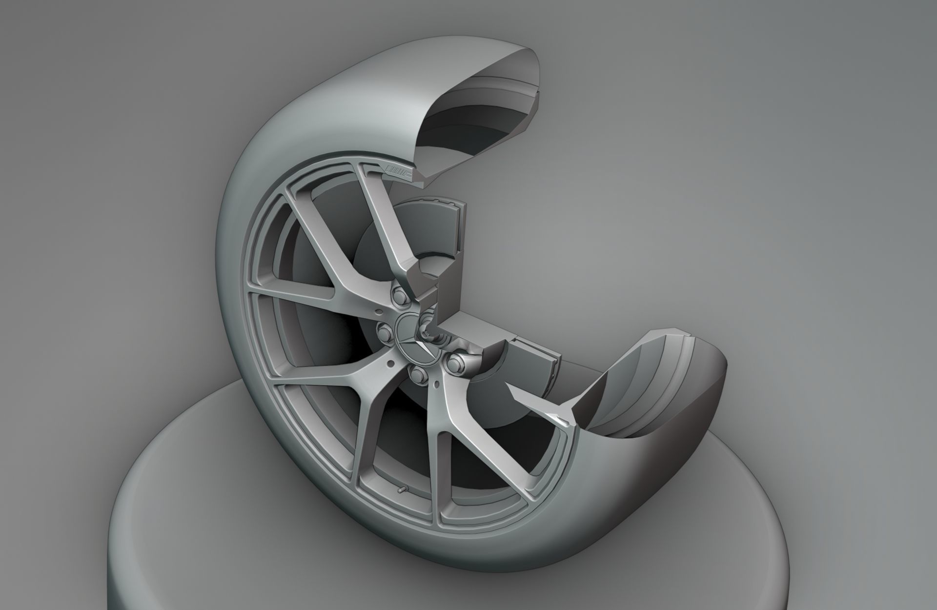 Mercedes C63 W204 AMG 507 - Wheels - Game Ready - Fully Textured Low-poly 3D model_16