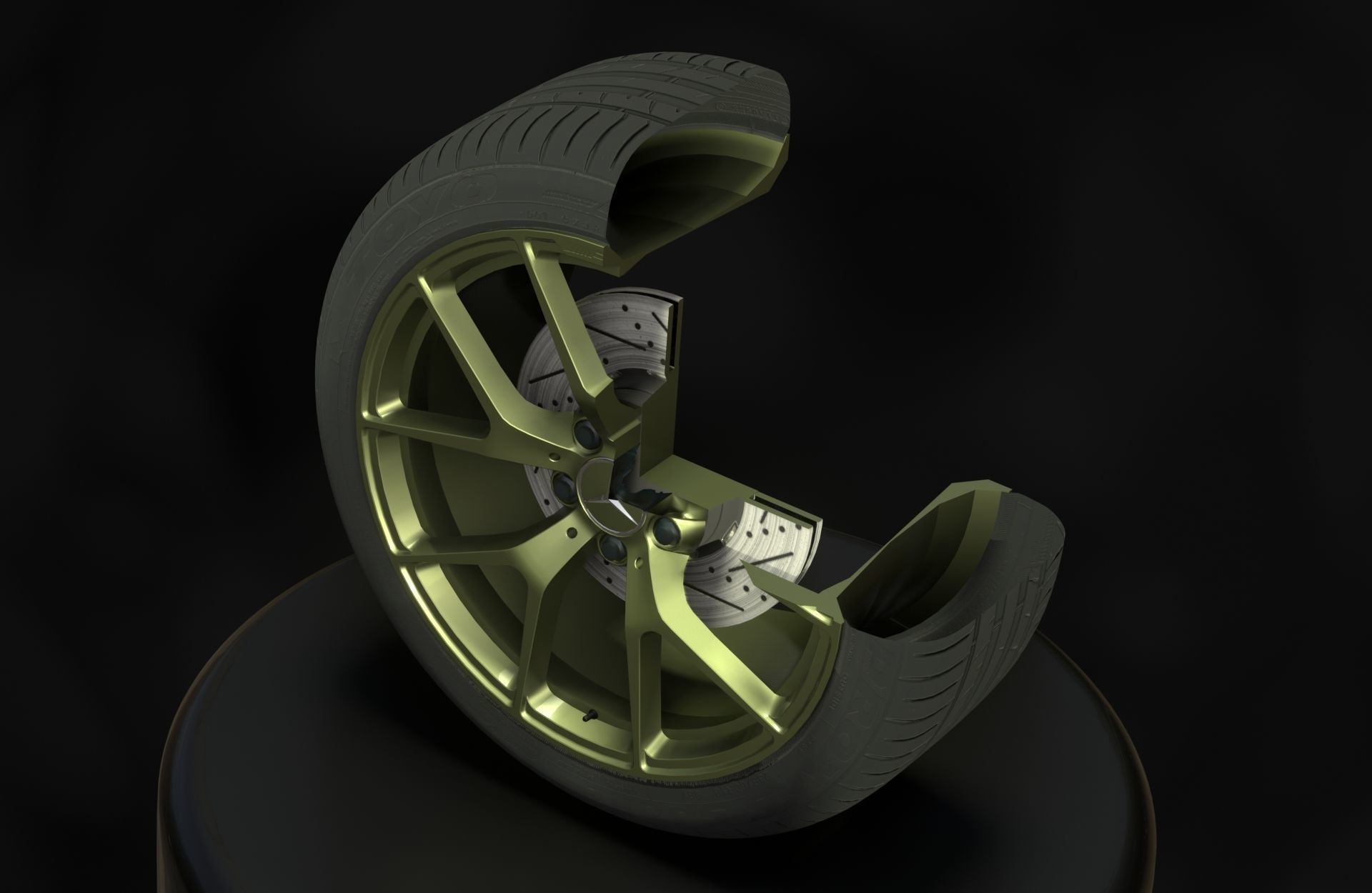 Mercedes C63 W204 AMG 507 - Wheels - Game Ready - Fully Textured Low-poly 3D model_15