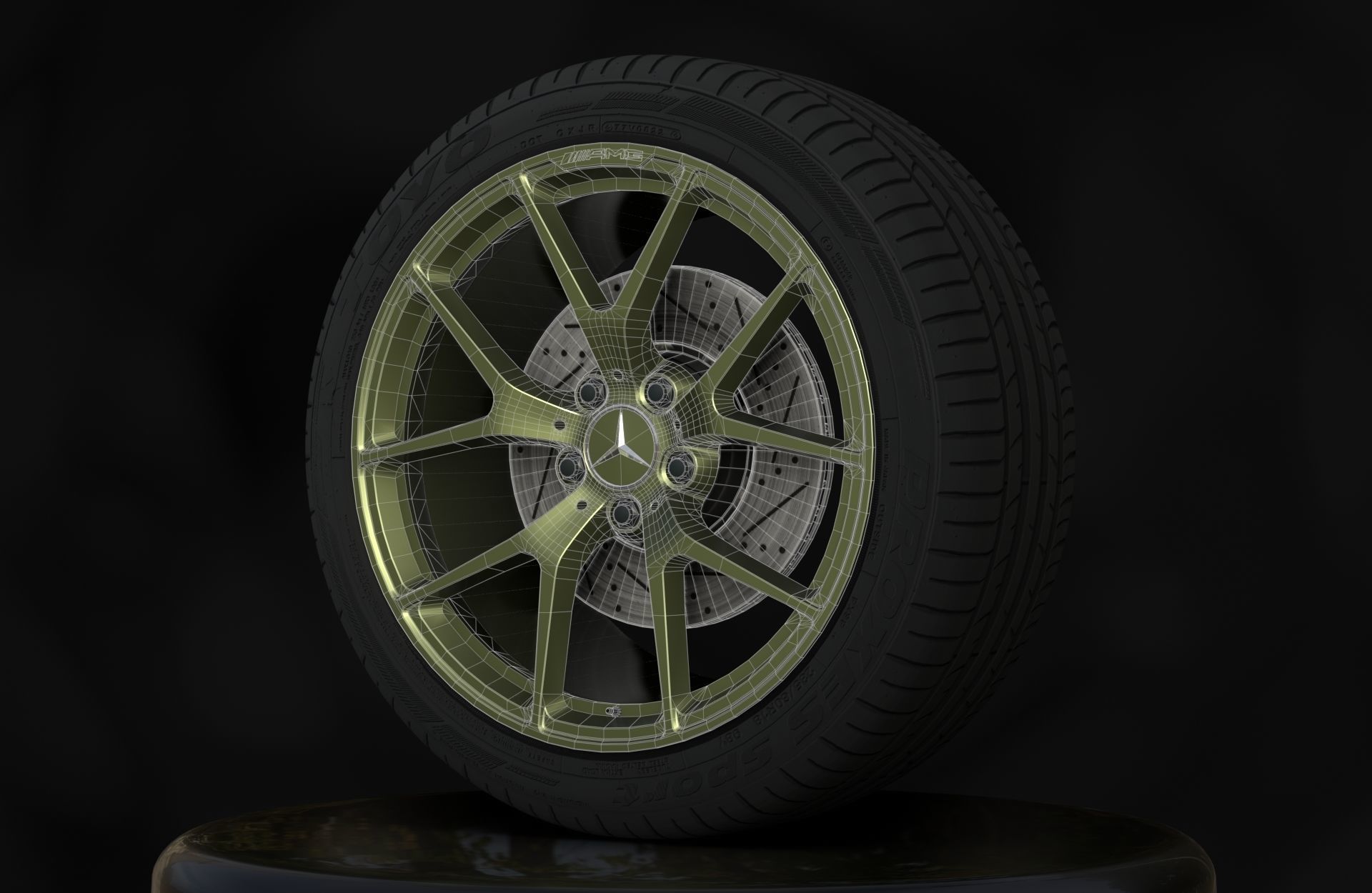 Mercedes C63 W204 AMG 507 - Wheels - Game Ready - Fully Textured Low-poly 3D model_6