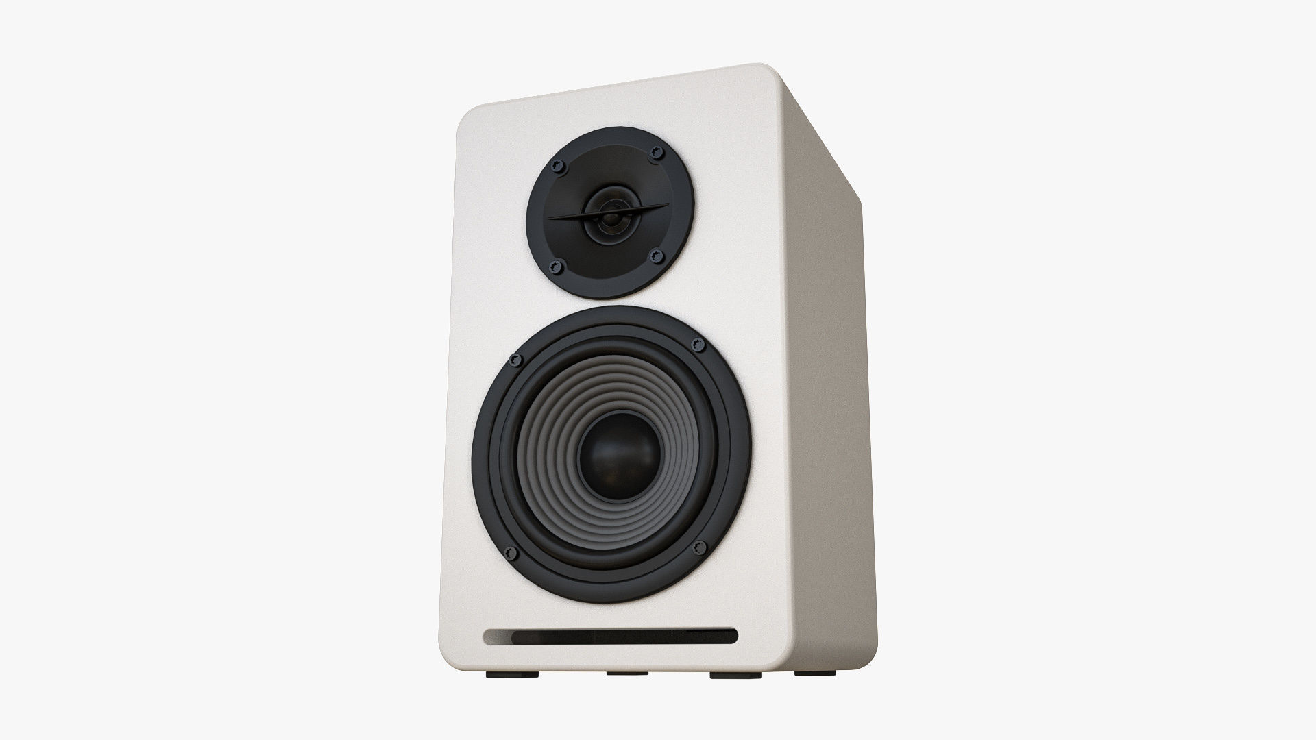 Bookshelf Passive Speaker White 3D model_2