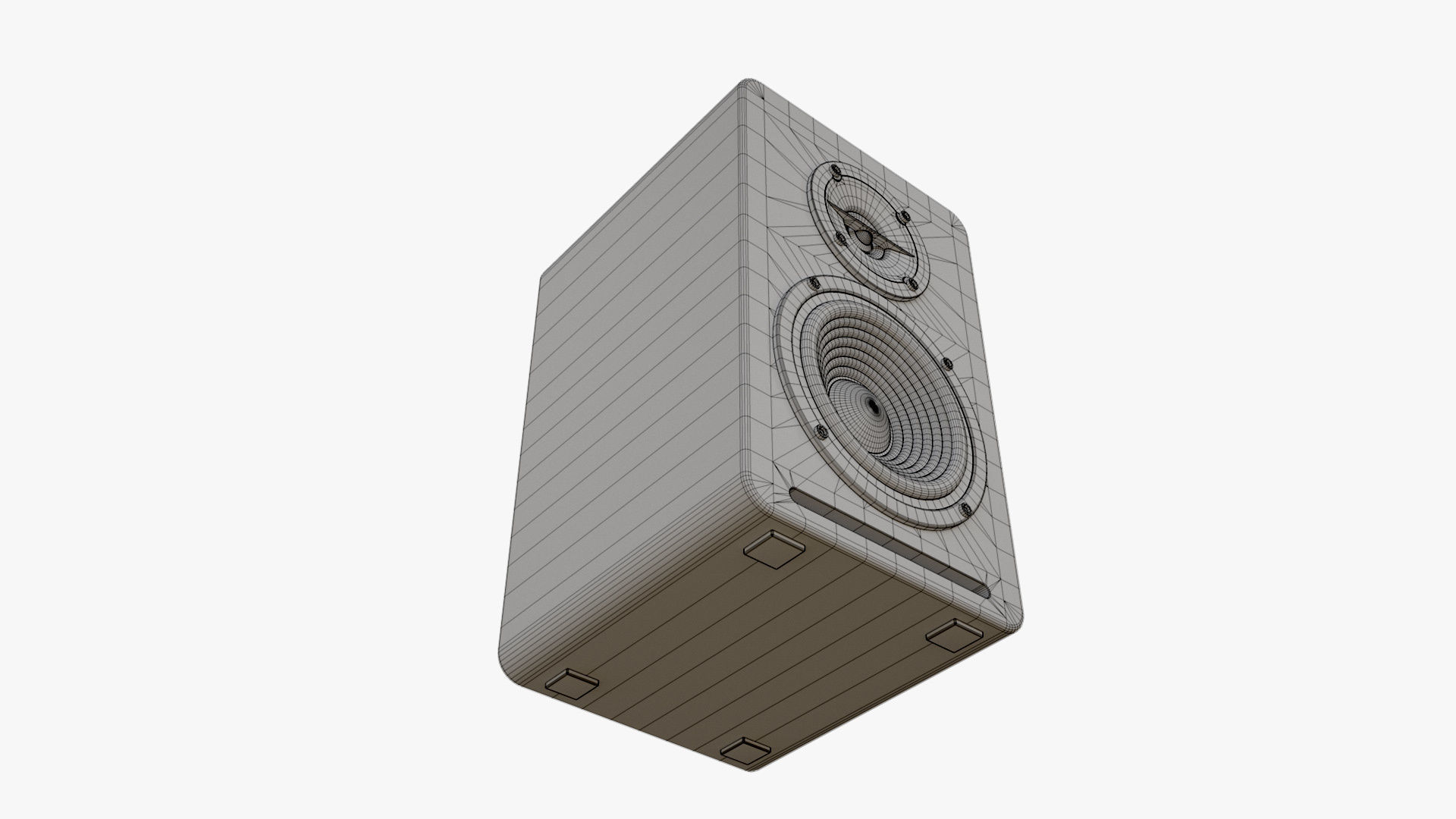 Bookshelf Passive Speaker White 3D model_12