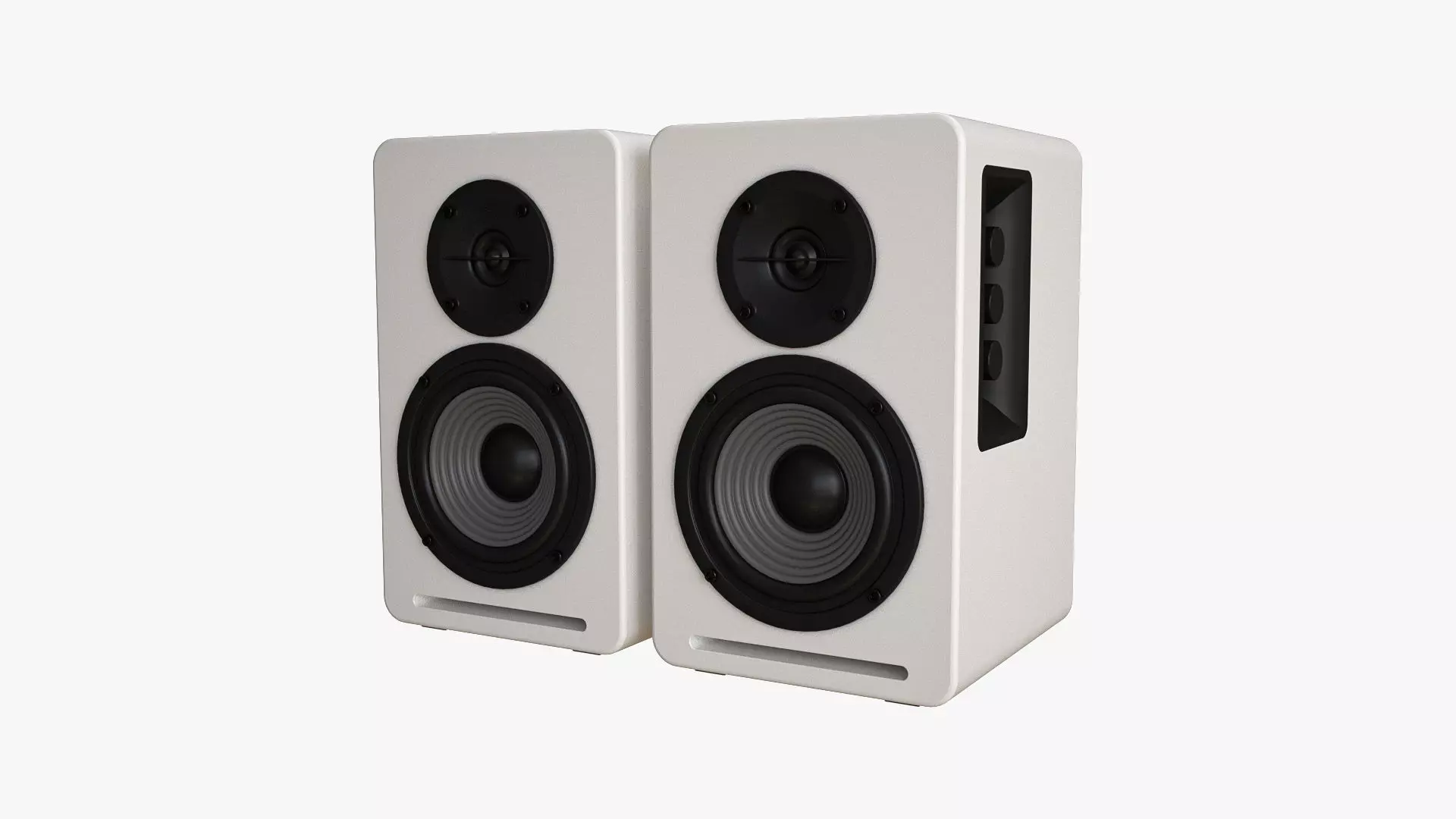 Bookshelf Speakers White 3D Model Collection_0