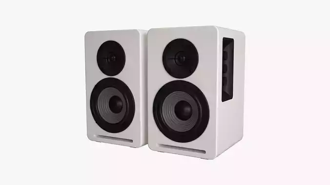Bookshelf Speakers White 3D Model Collection