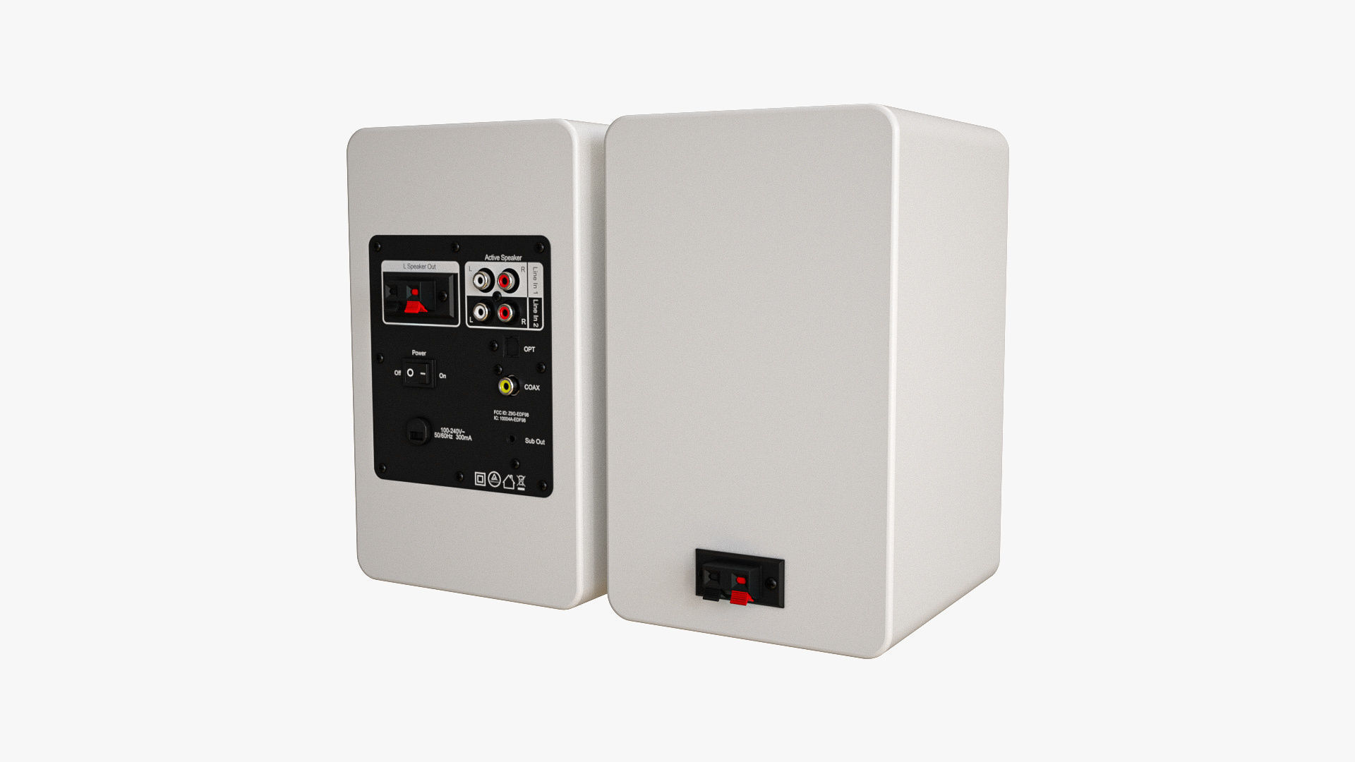 Bookshelf Speakers White 3D Model Collection_2