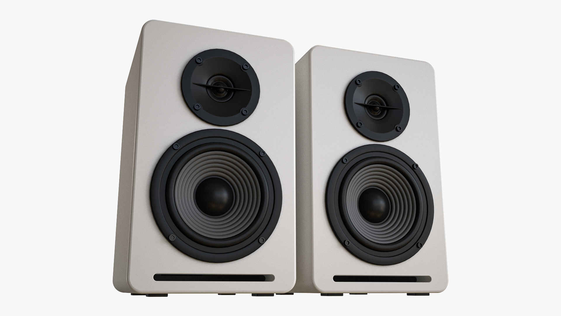 Bookshelf Speakers White 3D Model Collection_3