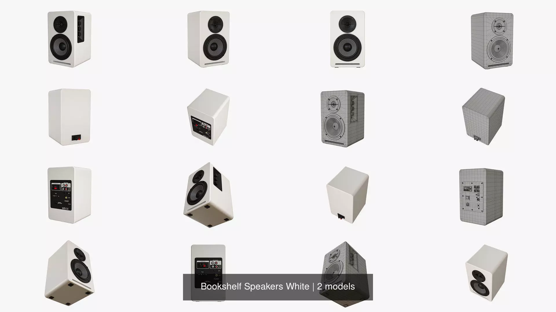 Bookshelf Speakers White 3D Model Collection_1