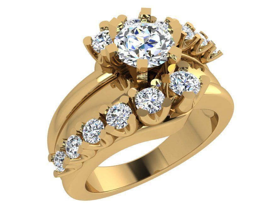 Round Diamond ring with stones 3673 3D print model 3D print model_1