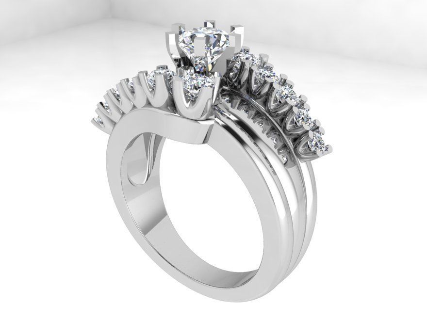 Round Diamond ring with stones 3673 3D print model 3D print model_2