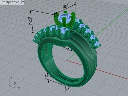 Round Diamond ring with stones 3673 3D print model 3D print model_7