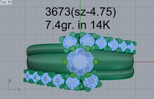 Round Diamond ring with stones 3673 3D print model 3D print model_4