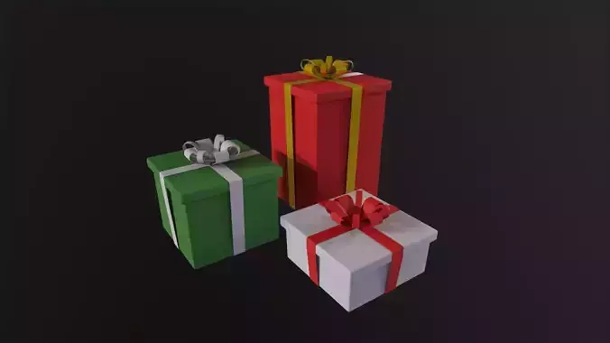 Gift Boxes 3D Model Low-poly 3D model