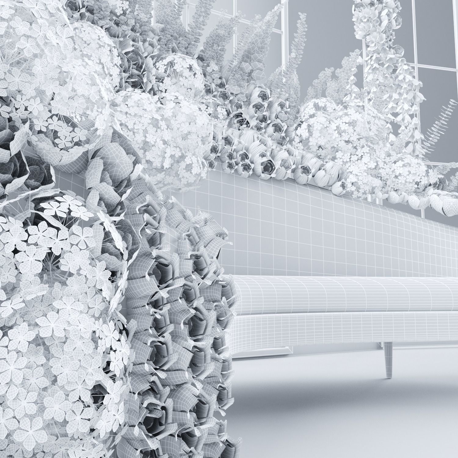 Rose and flowers Wedding seat  3D model_4