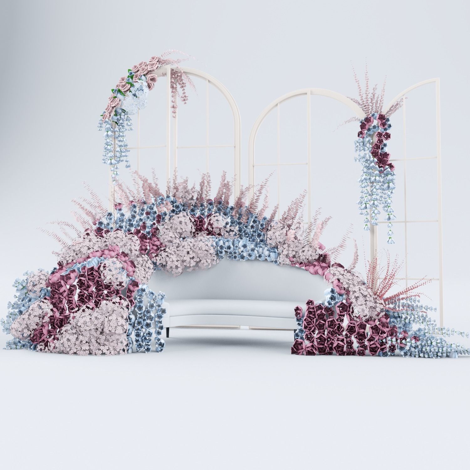 Rose and flowers Wedding seat  3D model_7