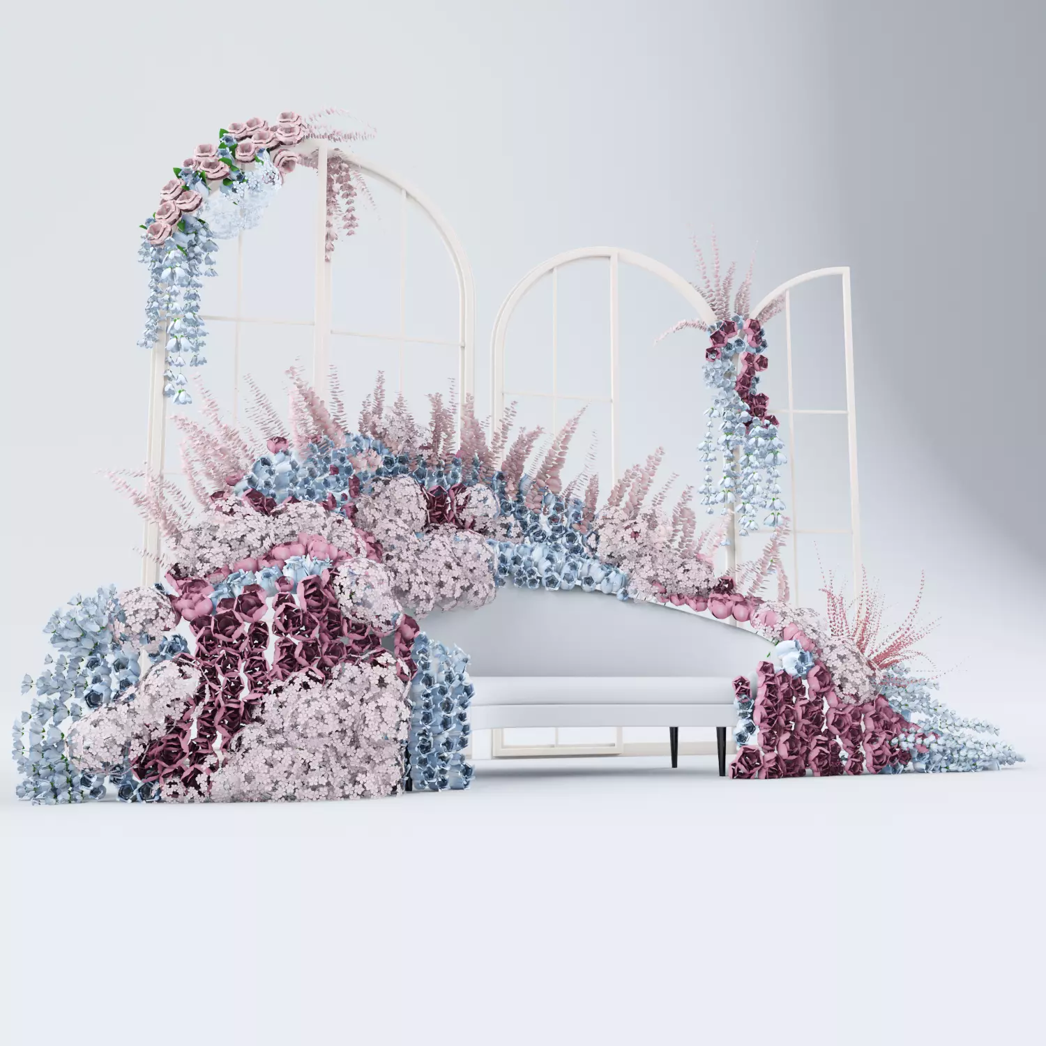 Rose and flowers Wedding seat  3D model_0